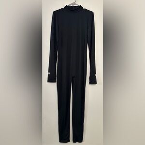 Fashion Nova F Off Long Sleeve Mock Neck Jumpsuit in Black/White - Size Large